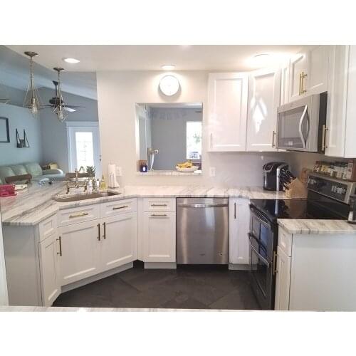 American Classic Design Custom Solid Wood White Shaker Style Modular Kitchen Cabinet