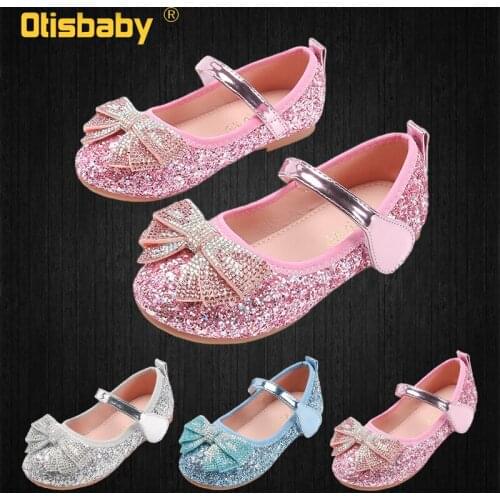 Top Brand Children Diamond Sequin Ballet Flats Sandals for Girls Princess Ballerina Crystal Leather Comfortable Soft-soled Shoes