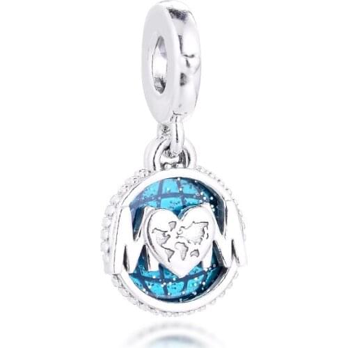 Glitter Globe Mum Dangle Charm Friend Original Free Shipping Jewelry Women Cheap Pendant 100% Real S925 Sterling Silver Beads