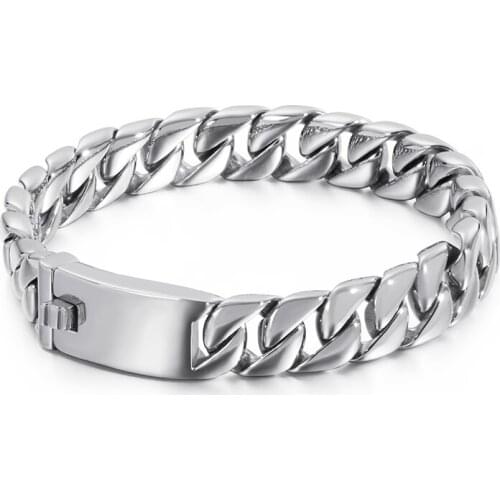 Mens Bike Bracelet 316L Stainless Steel Curb Cuban Link Chain Bracelets for Men Women Gold Silver Color Jewelry 12mm 18-22cm