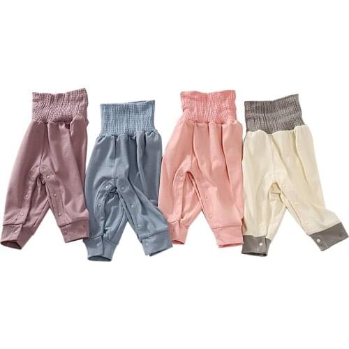 Newborn Pants Cartoon Four Seasons High Waist Pants Baby 100%Cotton Morandi Soft Girl Pants Baby Boy trousers Pants 0-24M