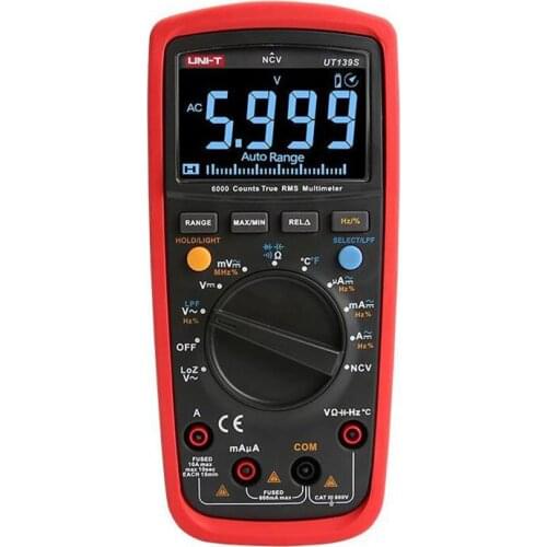 UNI-T UT139S Digital Multimeter True RMS LPF Low Pass Filter LoZ AC DC V A Temperature Res Freq Test