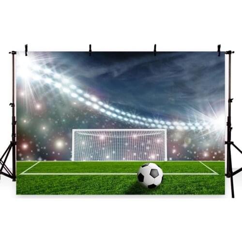 Mwhodoro Shining Stadium Football Match Scene Lights Photography Backgrounds Customized Photographic Backdrops For Photo Studio