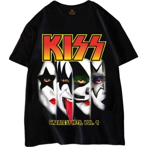 New Rock band KISS T Shirt High Quality Cotton Punk T-Shirt Men Black Tshirt Tops Print T Shirt oversized t shirt women