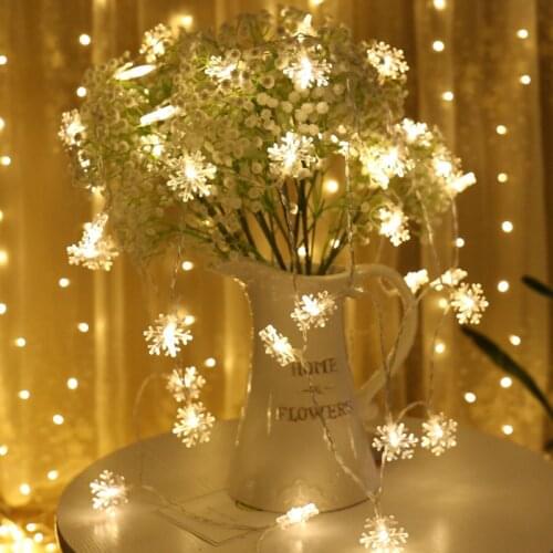 LED Colorful Snow String Light Warm White Holiday New Year Fairy Garland For Christmas Decoration Powered By Battery USB 6M