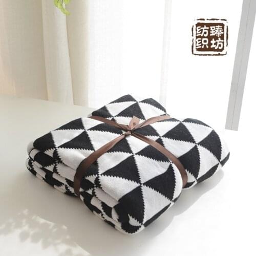 Nordic Knitted Cotton Throw Blanket On The Bed Sofa Bedding Quilt Travel Nap Geometric Triangle Blankets Soft Towel Bed Tapestry