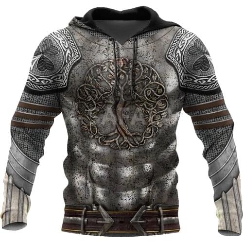 IRISH ARMOR WARRIOR KNIGHT 3D Print Spring Hoodie Man Women Harajuku Outwear 2 Zipper Pullover Sweatshirt Casual Unisex