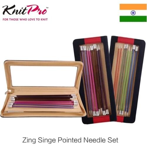 Knitpro Zing 25cm/30cm/35cm Single Pointed Needle Set Colorful Metal Needles For Handknitting Crochet