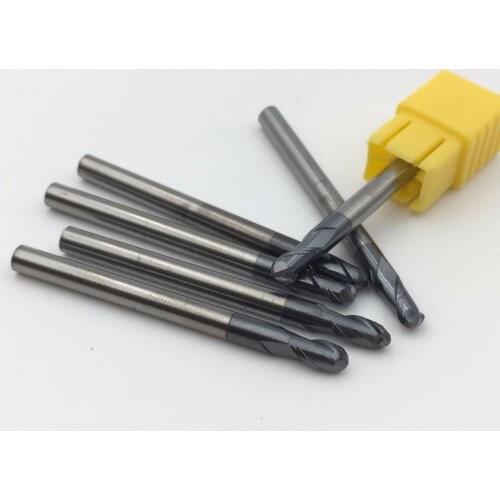 CNC Ball Nose Endmills Dia 1mm 2mm 3mm 4mm 5mm 6mm 8mm 10mm 12mm Two Flute HRC45 Ballnose Endmills