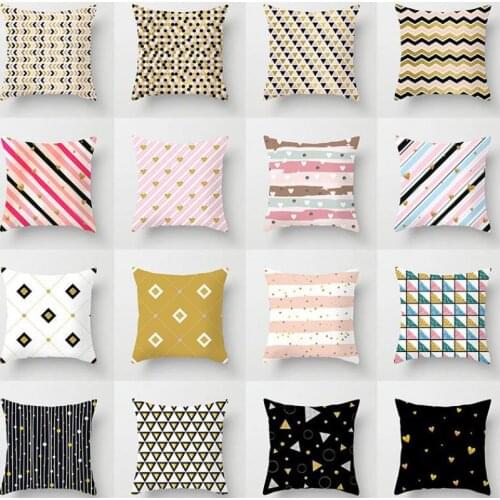 Small Creative Gold Stamping Geometric Printing Cushion Cover Decorative Pillow Cases Home Sofa Seat Car Pillowcase Soft