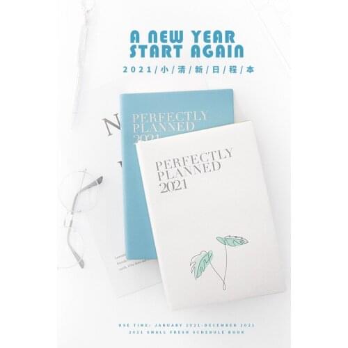 Cute A5 Daily Weekly Planner Notebook Soft Leather 2021 Schedule Agenda Organizer Notebook Thicken 180 Sheets Diary Journal