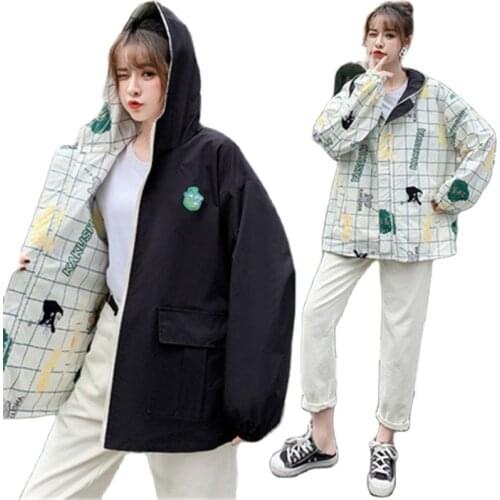 2020 Two-sided Jacket Female Spring Autumn Women Short Outerwear korean loose bf Double-sided Baseball Uniform Coats b552