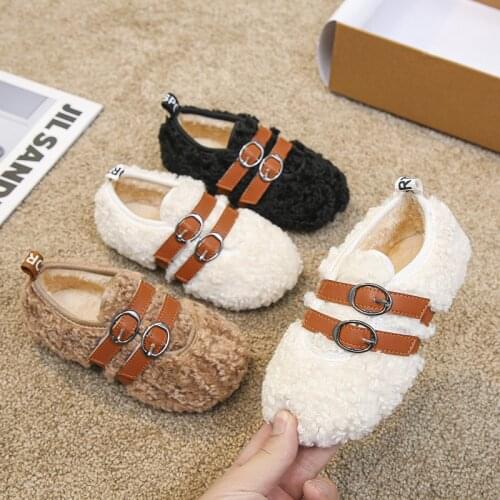 Baby Girls Shoes Winter Warm Fur Kids Flats Children Loafers With Cotton Soft Comfortable Sweet Fashion Toddlers Slip-ons 21-30