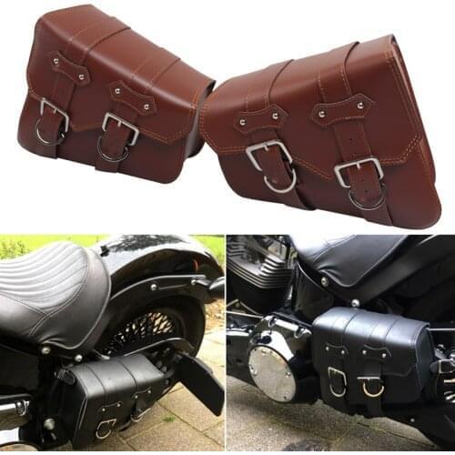 Motorcycle Retro Saddle Bags PU Leather Tool Bag Luggage Storage Pouch For Harley Sportster Softail Chopper Bobber Universal