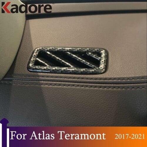 For Volkswagen Atlas Teramont 2017 2018 2019 Carbon Fiber Car Interior Air Conditioning Vent Trim Cover Sticker Car Accessories