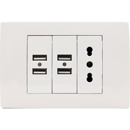 MiniTiger Wall Power Socket Plug, Italian / Chile Electrical Outlet With 4 USB Charger Port for Mobile 118mm*80mm