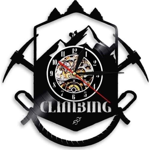 Climbing Vinyl Record Wall Clock Rock Climbing Modern Design Extreme Sports Home Decor Mountaineering Wall Watch Climbers Gift