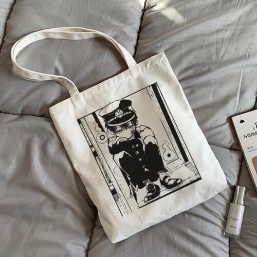 Ground-bound boy Hanako-kun women bag Anime canvas bag Harajuku punk shopper bag Vintage large-capacity cartoon shoulder bags