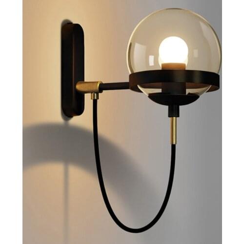 Nordic LED Loft Glass Wall Light Modern Bedroom Wall Sconce Lamp Indoor Decoration Lighting E27 Base 90-260V Living room Fixture