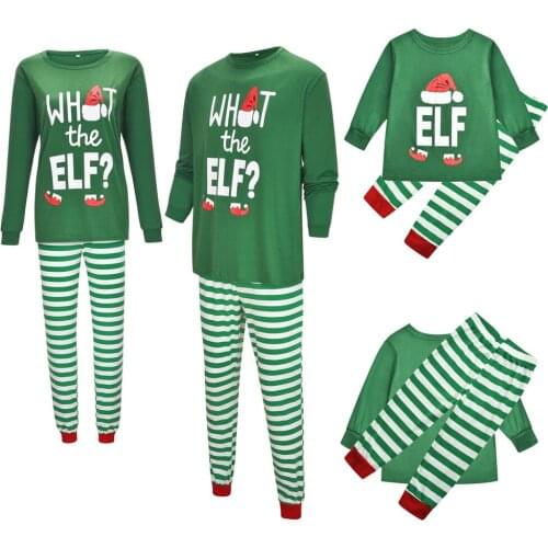2021 New Home Service Parent-Child Suit Christmas Lattice Letter Printing Round Neck Tshirts And Pants Two Piece Set Homewear
