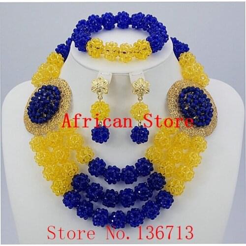 New African Wedding Beads Jewelry Set Nigerian Bridal Jewelry Sets Crystal Beads Statement Necklace 2015 Free Shipping BC302-3