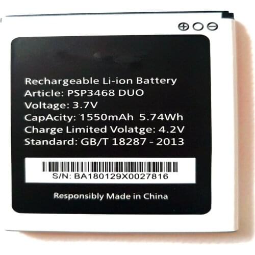 New battery For PSP3468 Duo 1550Mah Replacement Phone Battery For Prestigio Wise OK3 Wize N3 3468 with phone stander