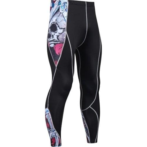 Skinny Pants Men Fitness Pants Skull 3D printig Men Joggers MMA Compression Pants Male Trousers Bodybuilding Tights Leggings
