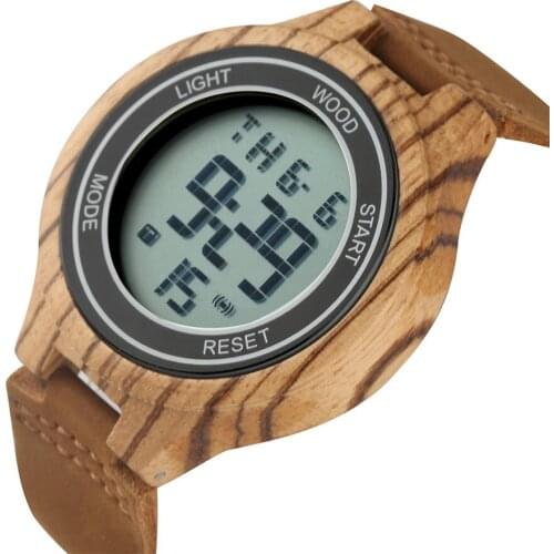 Creative Electronic Wood Watch Mens Wristwatch Genuine Leather Digital Watches Unique Cool Man Clock Top Gifts Item New 2019