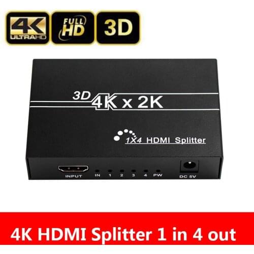 4K HDMI Splitter Full HD 1080p Video HDMI Switch Switcher 1X4 Dual Display For HDTV DVD PS3 Xbox