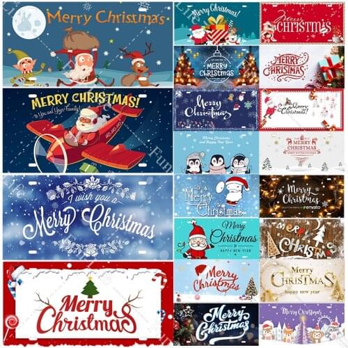 Warm Christmas Vintage Mental Poster New Year Santa Claus Holiday Tin Sign Snowman Elk Plate for Cafe/Home /Wall Decor 15x30cm
