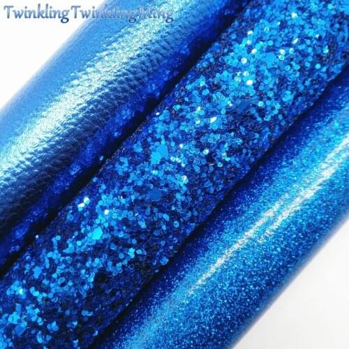BLUE Chunky Glitter Canvas Sheet, 8"x11" Glitter Sheets, Faux Leather Sheet, Chunky Glitter Hair Bow & Earring Fabric XM030