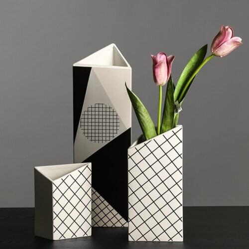 Nordic ins ceramic geometric vase creative room living room desktop dried flower flower arrangement home decoration accessories