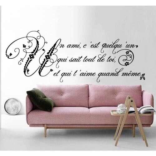 Modern French Style and Apply Friendship Quote Wall Sticker Kids Room Bedroom French Friend Love Quote Wall Decal Living Room Vi