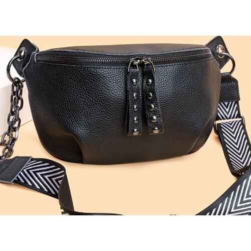 Fashion High Quality Rivet Cowhide Women Handbag Designer Chains Ladies Crossbody Bag Luxury Genuine Leather Female Shoulder Bag