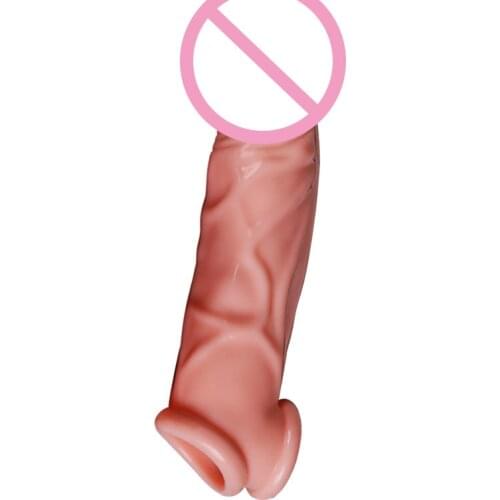 Penis Extender Sleeve Dildo Dick Reusable Condom Enlargement Male Delay Spray Cock Rings Adult Sex Toys for Men Couple