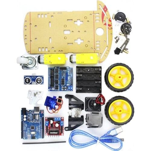For Kids UNO Project 2WD Smart Robot Car Chassis Kits SR04 Ultrasonic Avoidance Sensor Line Tracking Speed Encoder Motor Module