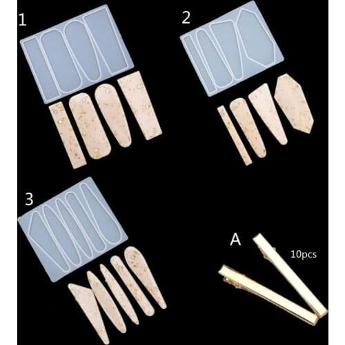 Handmade Acrylic Resin Hair Barrettes Resin Mold Geometric Shape Alligator Hair Clips UV Epoxy Resin Mold Jewelry Tools