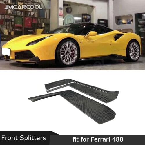 Dry Carbon Fiber Front Bumper Lip side Splitters Flaps For Ferrari 488 GTB 2015-2018 Bumper Guard