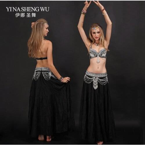 High quality handmade beaded tribal belly dance costume for adult women belly dancing bra waist belt skirt sexy fashionable set