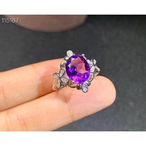 2020 newest purple Amethyst ring for women jewelry real 925 silver oval natural gem girl birthday gift lucky birthstone