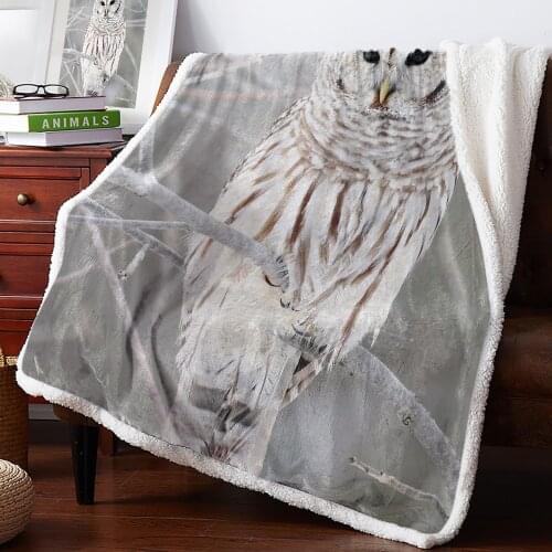 Winter Cashmere Blanket Winter Owl Branches Gray Bedspread Flannel Throws Fleece Travel Winter Throw Improve Sleep Personalized