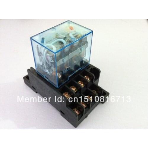1set LY4NJ HH64P DC24V 14PIN 10A Power Relay Coil 4PDT With PTF14A Socket Base