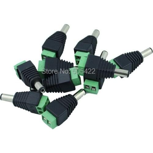 100pcs/lot Male DC Power Jack Adapter Plug 5.5mm X 2.1mm for CCTV Camera LED Strip Light Wholesale