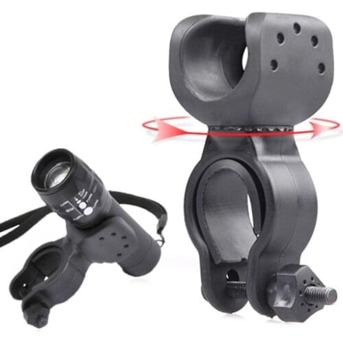 100pcs/lot 360 Degree Rotation Cycling Bicycle LED Flashlight Torch Mount Bike Headlight Front Light Clip Holder