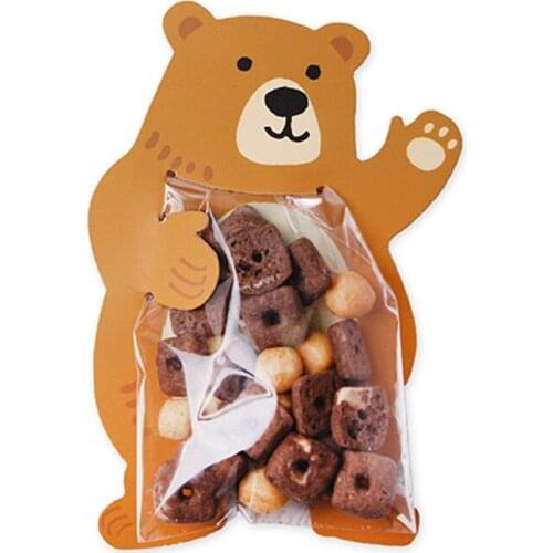 100 Pcs Small Plastic Candy Bags Paper Kids Birthday Party Favors Animal Shape Gift Packaging Bag Paper Card Cookies Chocolates