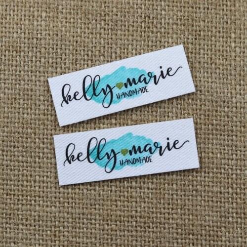 120 pieces Custom logo labels, Name iron on label, Custom Clothing tags, Organic Cotton Labels