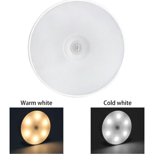 2020 Battery Powered 6 LED Square Motion Sensor Night Lights PIR Induction Under Cabinet Light Closet Lamp for Stairs Kitchen