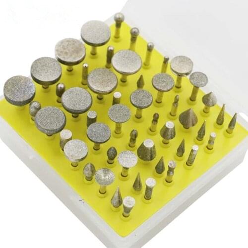 50pcs/set Diamond Coated Grinding Grinder Head Glass Burr For DREMEL Rotary Tools