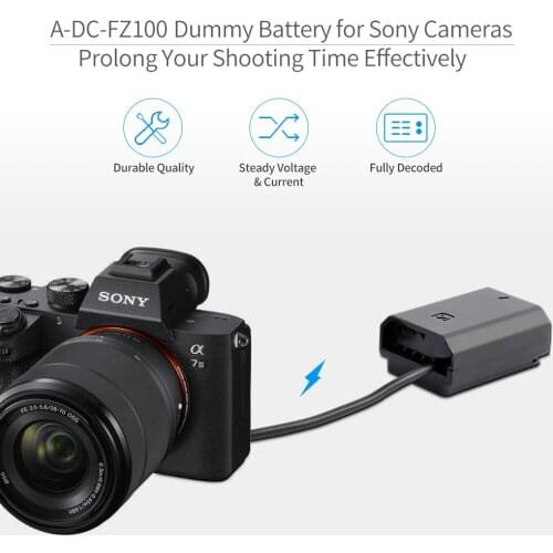 FEELWORLD F5 MA5 F6 NP FZ100 Dummy Battery Converter Compatible for Alpha A7III, A7RIII, A9 Digital Cameras