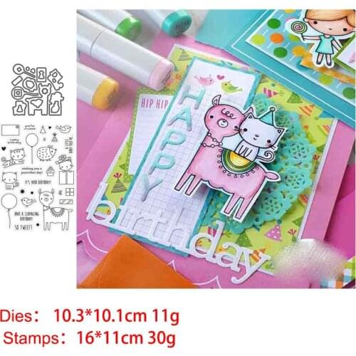 Alpaca Cats Sheep Clear Stamps and Metal Cutting Dies DIY Scrapbooking Photo Album Crafts Seal Punch Stencils Stamp and Die Sets